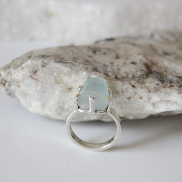 Raw Aquamarine Sterling Silver Ring - Image 3