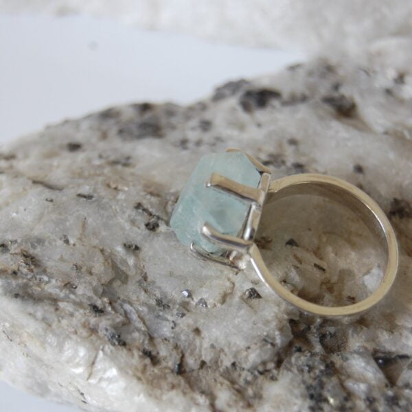 Raw Aquamarine Sterling Silver Ring - Image 4