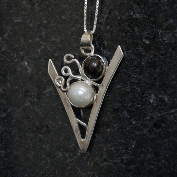 Black and White Pearl Sterling Silver Pendant - Image 2