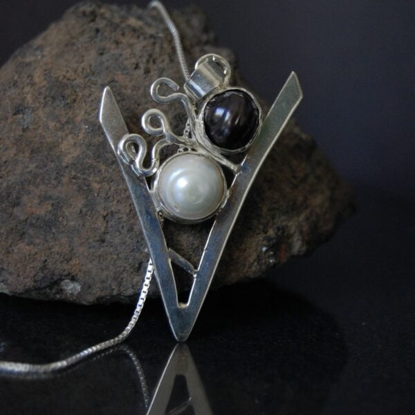 Black and White Pearl Sterling Silver Pendant