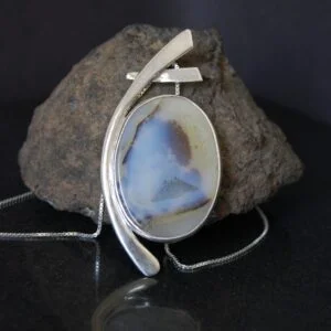 White Agate Sterling Silver Pendant