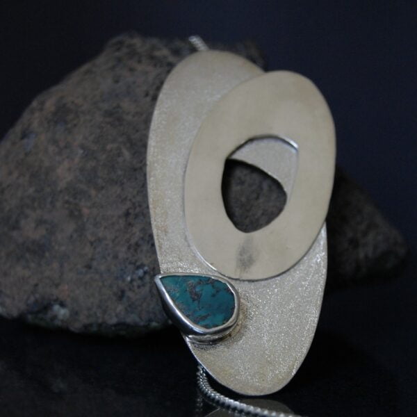 Turquoise (Feroza) Sterling Silver Pendant - Image 3