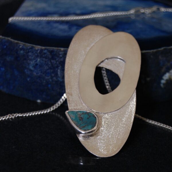 Turquoise (Feroza) Sterling Silver Pendant