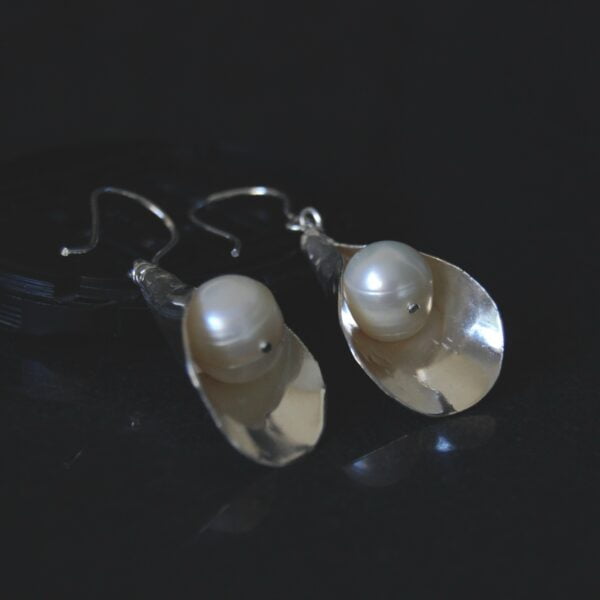 Natural Pearl Sterling Silver Earrings - Image 2