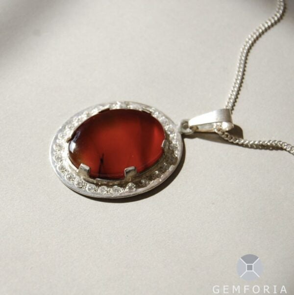 Agate (Aqeeq) and Cubic Zirconia Sterling Silver Pendant