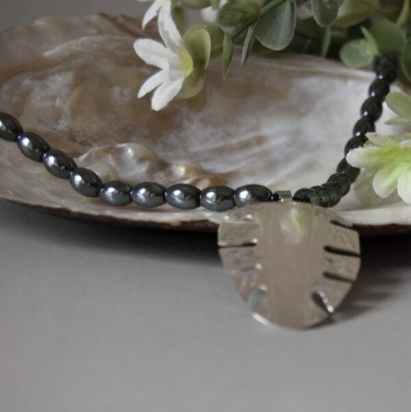 Beaded Hematite and Sterling Silver Necklace - Image 3