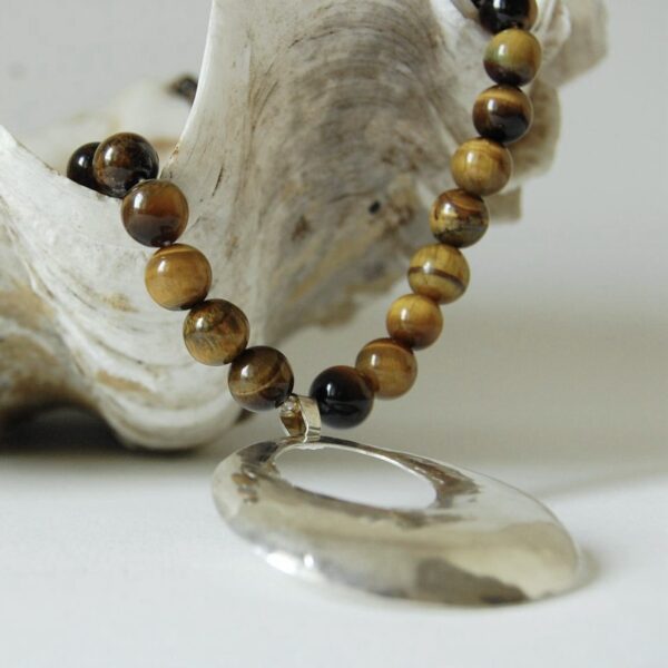 Beaded Tiger's Eye and Sterling Silver Necklace