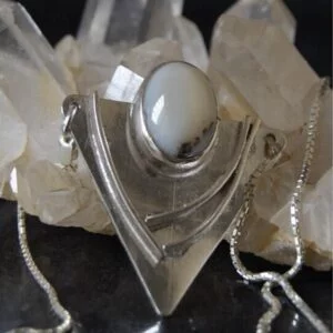 White Agate (Aqeeq) Sterling Silver Pendant