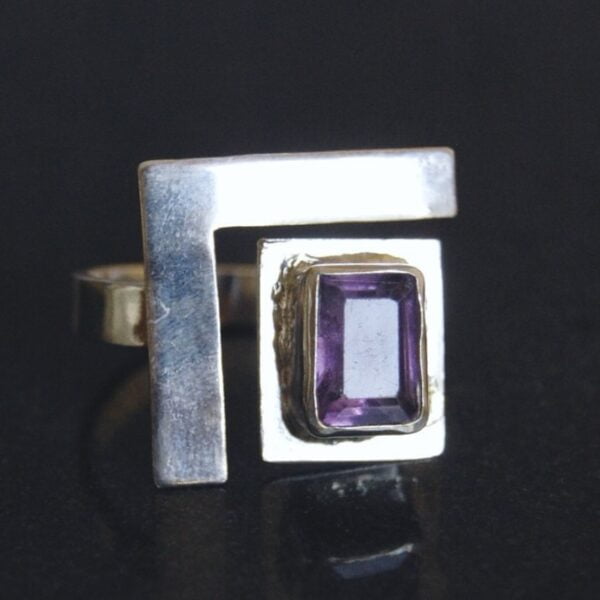 Square Amethyst Sterling Silver Ring