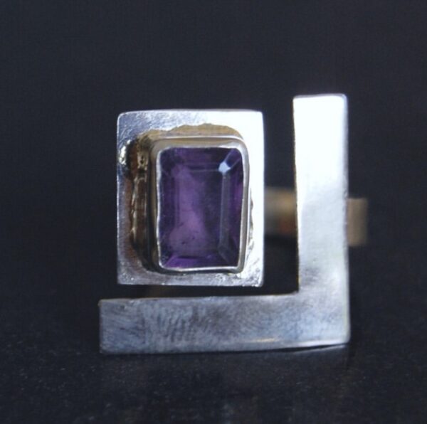 Square Amethyst Sterling Silver Ring - Image 2