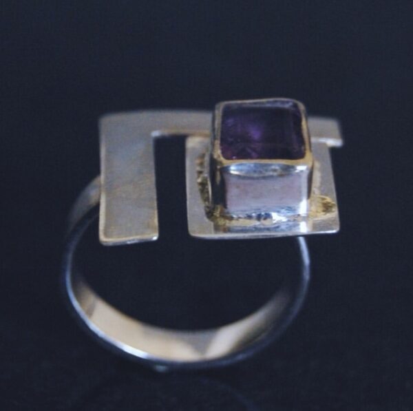 Square Amethyst Sterling Silver Ring - Image 3