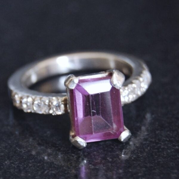 Amethyst and Cubic Zirconia Sterling Silver Ring