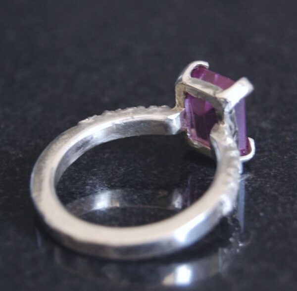 Amethyst and Cubic Zirconia Sterling Silver Ring - Image 3