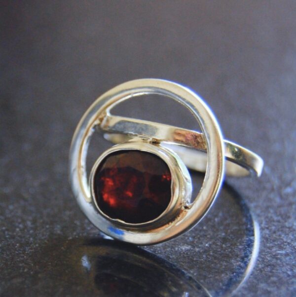 Garnet Sterling Silver Ring