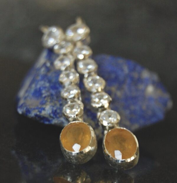 Yellow Sapphire and Cubic Zirconia Sterling Silver Earnings