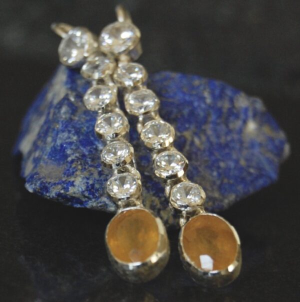 Yellow Sapphire and Cubic Zirconia Sterling Silver Earnings - Image 3