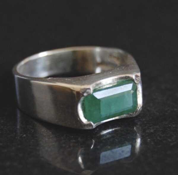 Emerald Men's Sterling Silver Ring