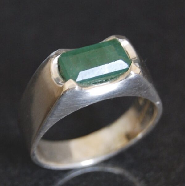 Emerald Men's Sterling Silver Ring - Image 2