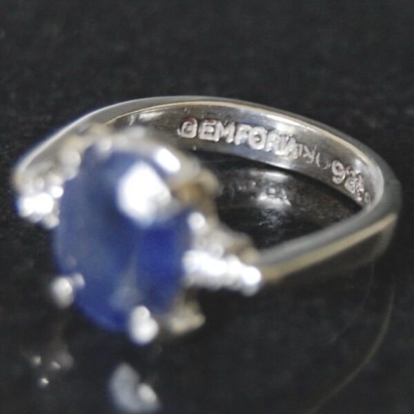 Blue Sapphire and Cubic Zirconia Sterling Silver Ring - Image 2