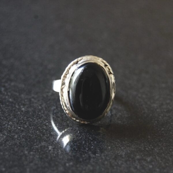 Black Agate (Aqeeq) Sterling Silver Ring