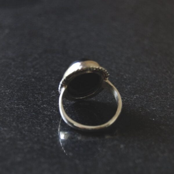 Black Agate (Aqeeq) Sterling Silver Ring - Image 3