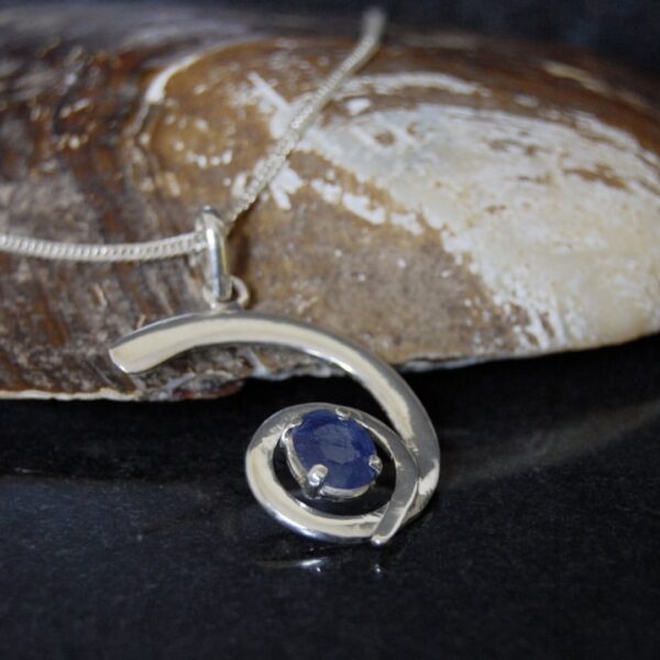 Blue Sapphire Sterling Silver Pendant - Image 3