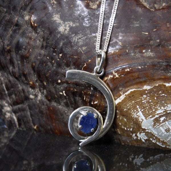 Blue Sapphire Sterling Silver Pendant - Image 2