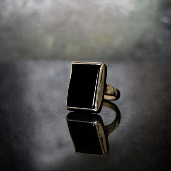 Black Agate (Aqeeq) Sterling Silver Ring