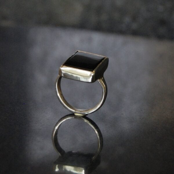 Black Agate (Aqeeq) Sterling Silver Ring - Image 2