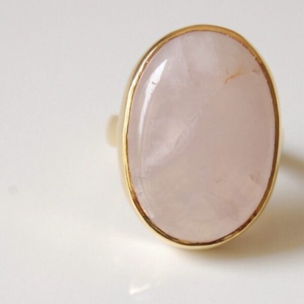 Rose Quartz Sterling Silver (Gold Plated) Ring