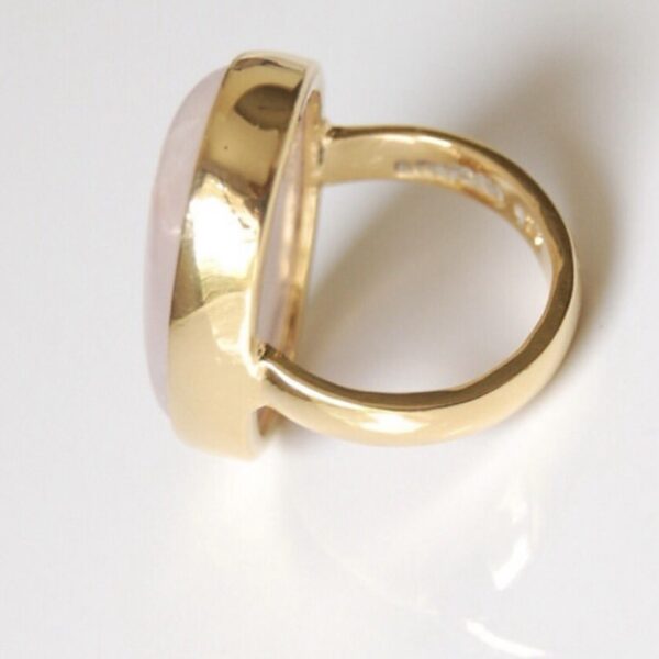 Rose Quartz Sterling Silver (Gold Plated) Ring - Image 2