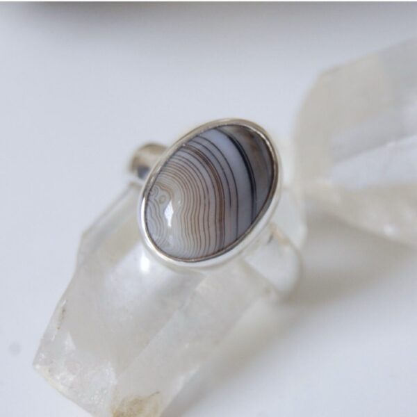 Banded Agate (Aqeeq) Sterling Silver Ring