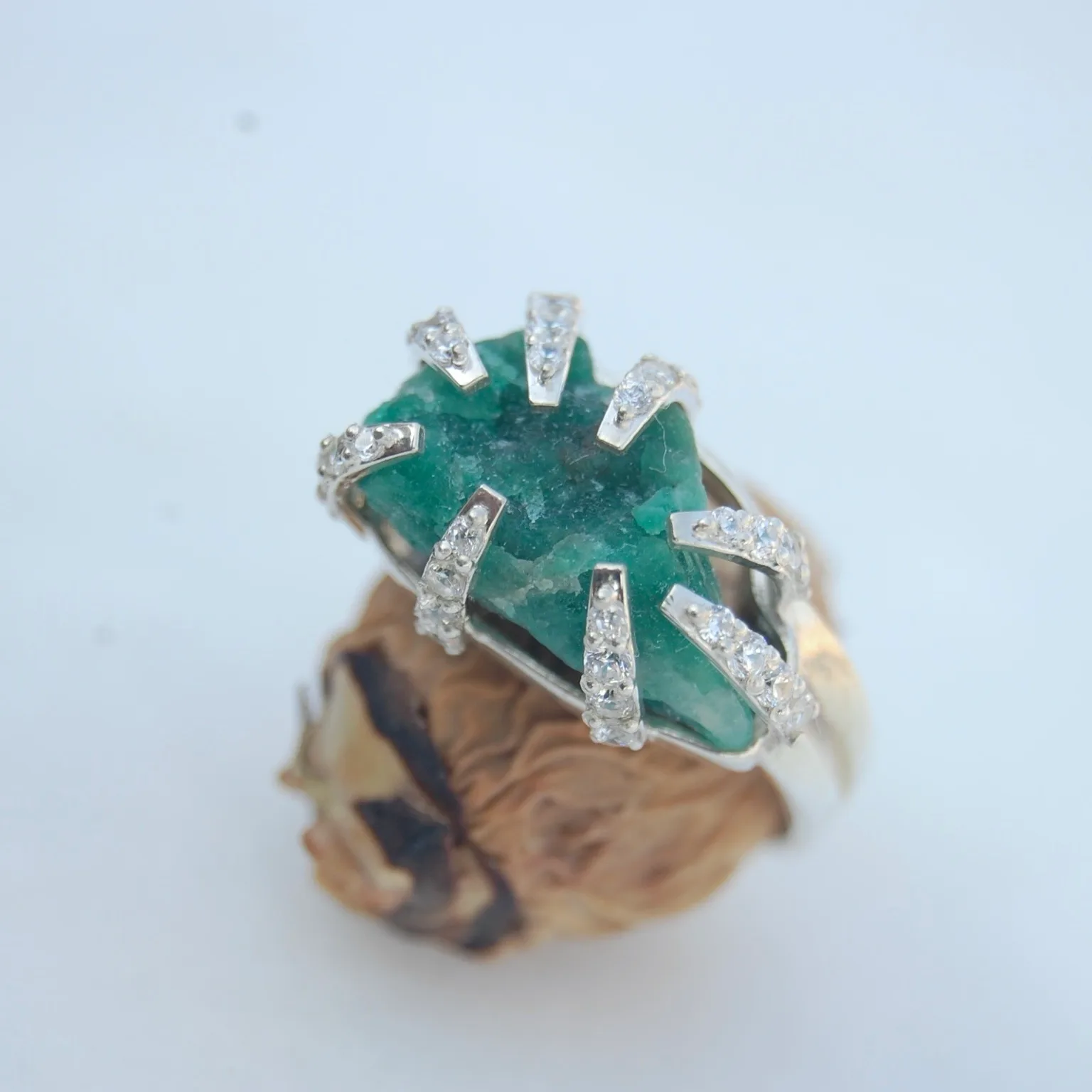 "Emerald Eclipse" Sterling Silver Ring