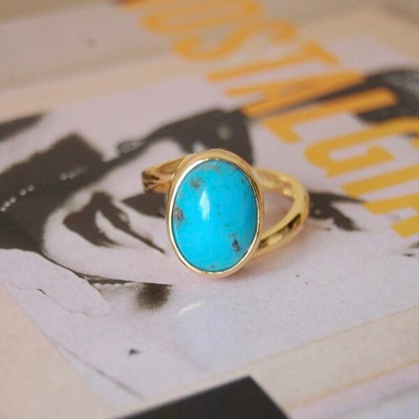 Turquoise Haven Sterling Silver (gold plated) Feroza Ring