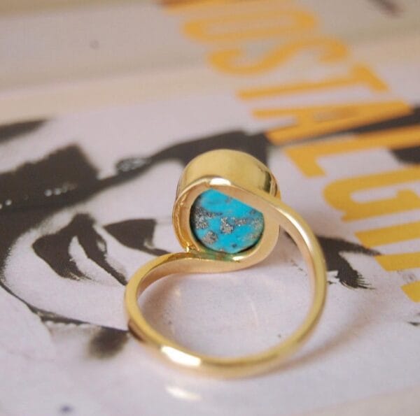 Turquoise Haven Sterling Silver (gold plated) Feroza Ring - Image 4