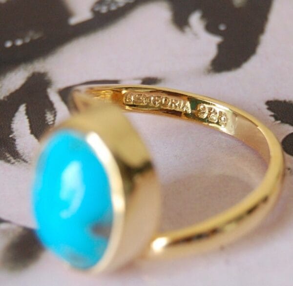 Turquoise Haven Sterling Silver (gold plated) Feroza Ring - Image 5